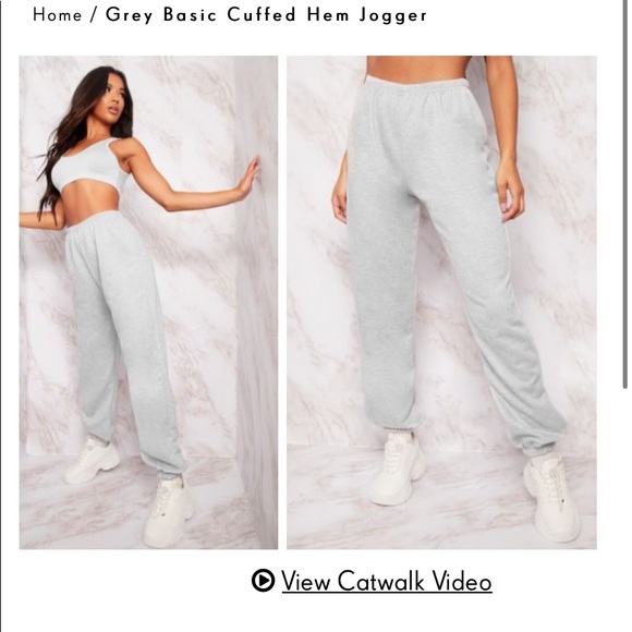 PrettyLittleThing Pants - Grey high waisted joggers